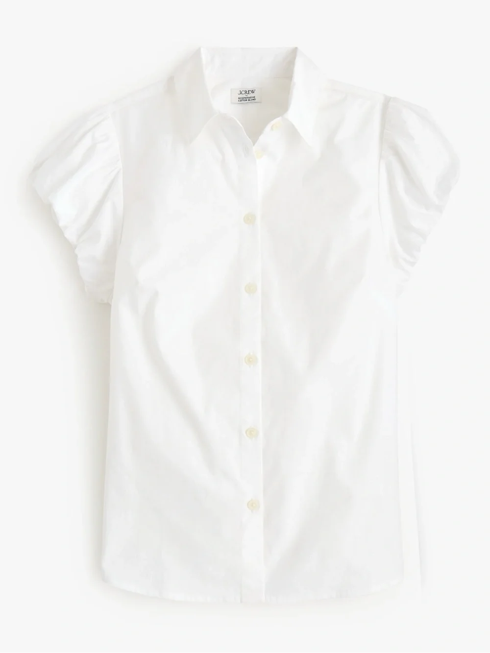 NWOT J.Crew White Puff Sleeve Button-Up Cotton Blouse Approx Size L